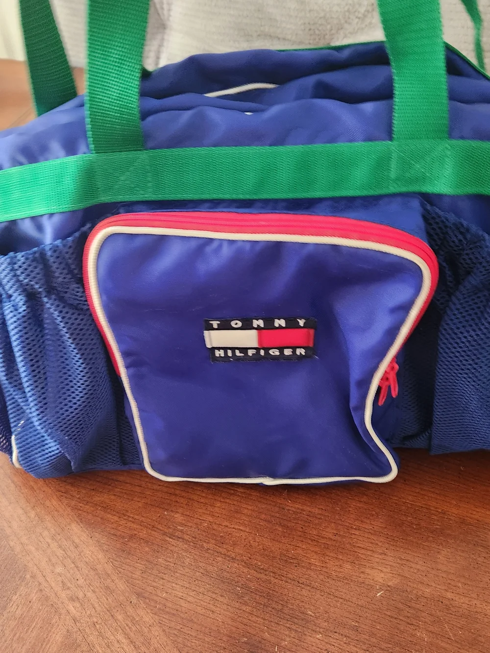 90s Tommy Hilfiger Blue & Green Duffle Bag